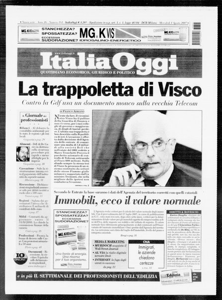 Italia oggi : quotidiano di economia finanza e politica